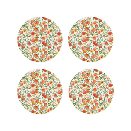 

Pofeuu Fruits Peach2 Print Coasters for Drinks 4Pack PU Leather Coasters Bar Drink Coasters for Tabletop Protection Furniture from Damage-Round Shape