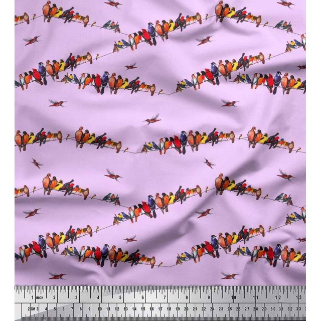Soimoi Cotton Poplin Fabric Colorful Bird Print Fabric by Yard 42 Inch Wide
