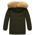 thumbnail image 2 of Chrisuno Boy's Long Sherpa Fleece Winter Coat Thicken Water Repellent Parka Insulated Warm Outwear With Hood Army Green 4-5, 2 of 5