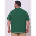 thumbnail image 3 of DARING DIVA Men's Big Tall Contrast Trim Button Down Short Sleeve Shirts 6XL Green, 3 of 7