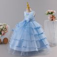 thumbnail image 5 of Zpanxa Girls Summer Dress Girls' Sleeveless Pink Embroidered Dress Bow Tulle Skirt Formal Holiday Flower Girl Gown, 5 of 9