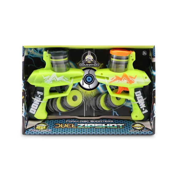Disc Domination Duel Zip Shot with Foam Disc Shooters - 2 Shooters