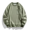 thumbnail image 2 of cui,Men's Solid Color Oversized T Shirts Long Sleeve Stylish Casual Tee Shirts Crew Neck Loose Fit Tops with Pocket Green L, 2 of 4