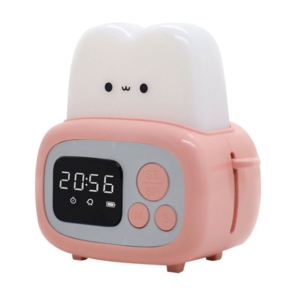 Lindo reloj despertador for hacer pan, temporizador for dormir, lámpara recargable por USB, mesita de noche, escritorio, reloj despertador for cumpleaños y vacaciones
