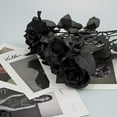 thumbnail image 6 of (Clearance) BNNG Black Roses Artificial Flowers with Stems, Faux Silk Flowers Bridal Gothic Wedding Bouquet, Realistic Blossom Floral for Home, Office, Hotel Decorations, 6 of 9