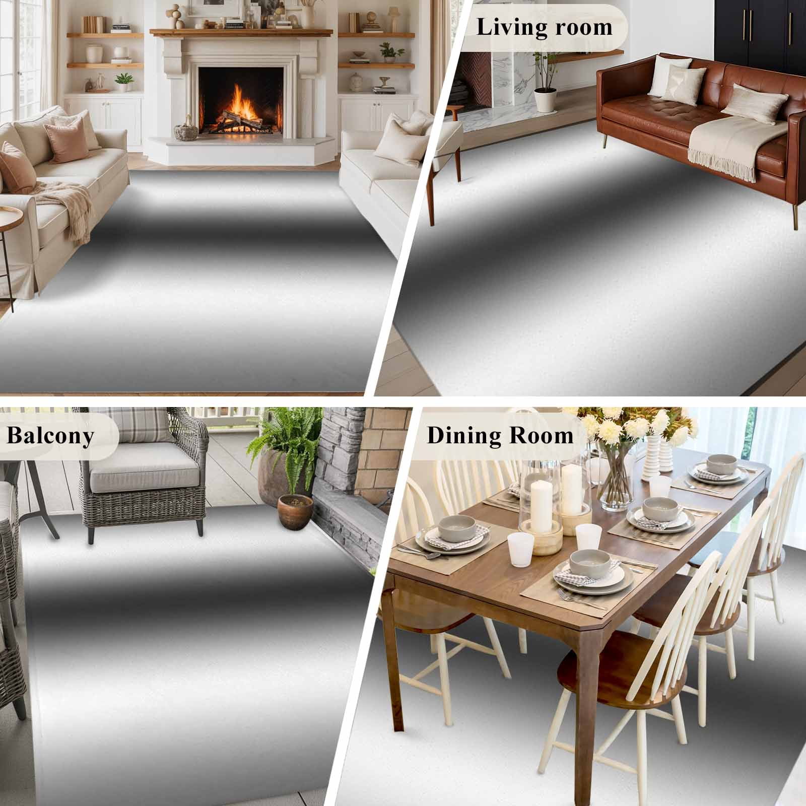 Large Area Rug 6'x9', Dark Grey White Non-slip Runner Carpet for Living Room/Bedroom/Office, Farmhouse Ombre Color Modern Simple Outdoor Indoor Rectangle Area Rugs Floor Mat for Kitchen/Dining Room