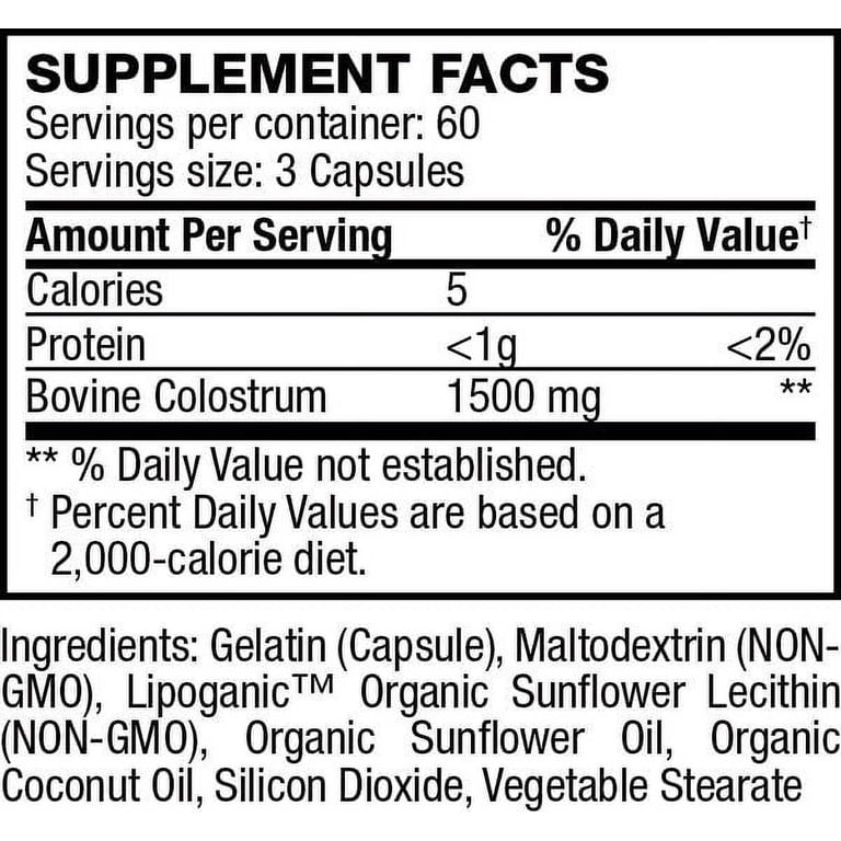 amount of glutathione in liposomal colostrum Life's Fortune Pro-6 Supplement, 1500mg, 180 Capsules, Colostrum Powder, Immune Support Formula Size:30 gm