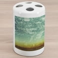 thumbnail image 1 of Music Ceramic Toothbrush Holder, Old Aged Worn Single Trumpet Stands Alone Against a Faded Wall Jazz Theme Photo, Versatile Countertop for Bathroom, 4.5" X 2.7", Sea Green Brown, by Ambesonne, 1 of 4