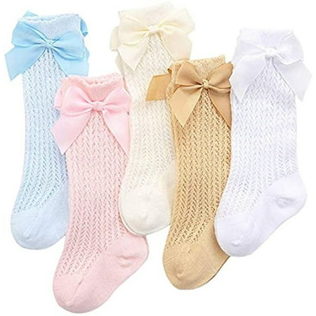 

Summer Baby Girl Socks Knee High Bows Princess Socks Cute Long Tube Booties Cotton Socks