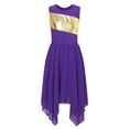 thumbnail image 3 of YONGHS Girls Lyrical Praise Dance Costume Kids Sleeveless Metallic Tank Dress Worship Dancewear Purple 6, 3 of 7