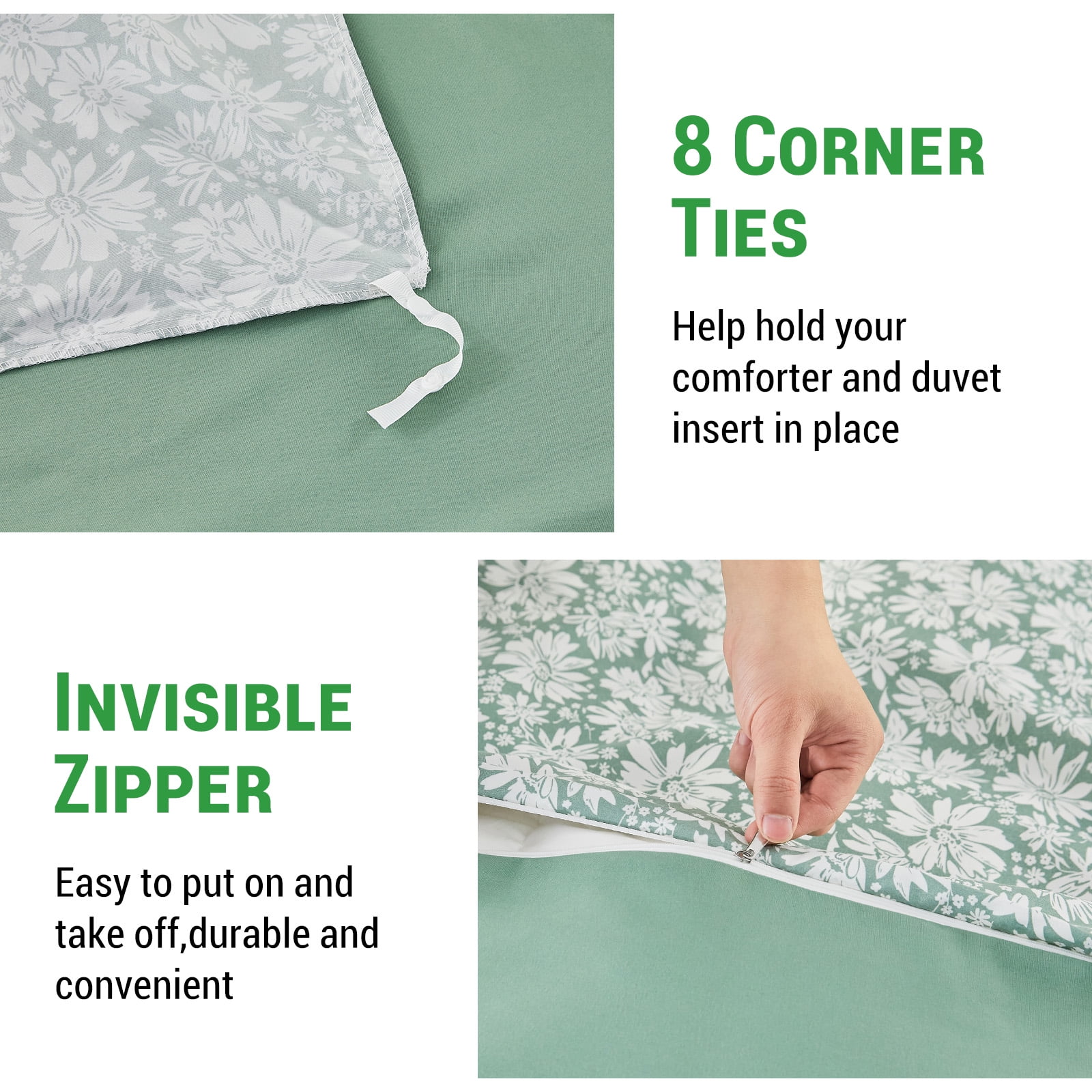 Gogreen Twin Duvet Cover Set, Soft & Breathable Microfiber 3 Pieces Twin Bedding Sets, Pattern Twin Comfy Duvet Cover Set, with Zipper Closure (Twin)