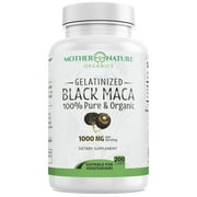 Organic Black Maca Capsules - 1000mg - Mother Nature Organics - Non-GMO - Vegan - Gluten-Free