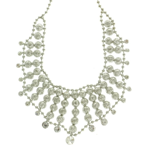 Mi Amore Adjustable Bib-Necklace Silver-Tone