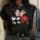 thumbnail image 1 of KISS Mickey and Minnie Cute Women's Top O-Neck Summer Women's T-Shirt Kawaii Mickey Mouse Casual TopL Gao Jinjia LED, 1 of 2