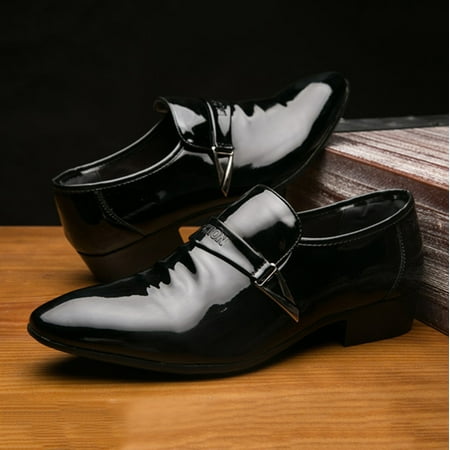 

Chnzic Mens Shoes Classic Business Leather Shoes Casual Solid Color Buckle Flat Leather Shoes