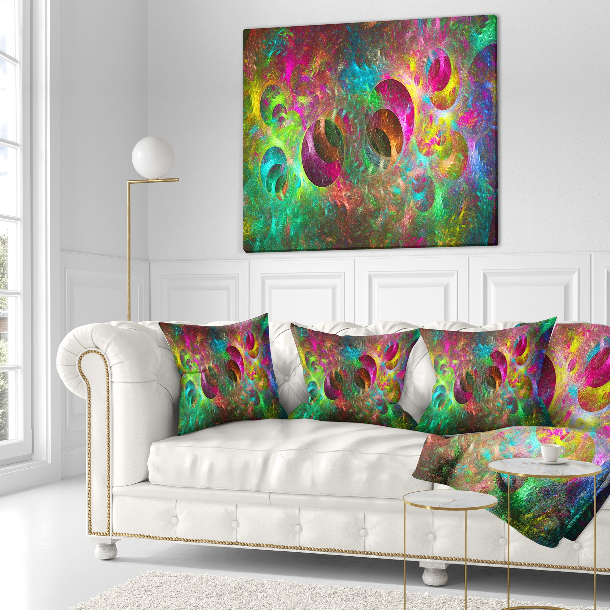 Designart Multi Color Fractal Glass Texture - Abstract Throw Pillow - 18x18