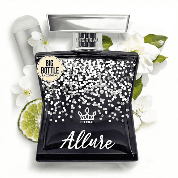 Eternal Fragrance ALLURE, Crisp Citrus, Soft Florals Eau de Parfum, Original scent comparable to 212 Perfume for Women, 3.4 oz (100ml) Spray