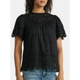 thumbnail image 5 of Time and Tru Women's Cotton Eyelet Top with Short Sleeves, Sizes XS-XXXL, 5 of 6