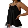 thumbnail image 5 of Miluxas Women's Solid Spaghetti Strap Cami Top Textured Ruched Casual Loose Fit Sleeveless Tank Tops Black, 5 of 8