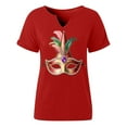 thumbnail image 5 of Craaazy Mardi Gras Shirts for Women Short Sleeve Casual Carnival Printed V-neck T-shirts Gifts, 5 of 6