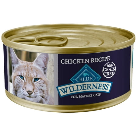 (24 Pack) Blue Buffalo Wilderness High Protein Grain Free, Natural Mature Pate Wet Cat Food, Chicken, 5.5 oz. (Best Cat Food For Mature Cats)