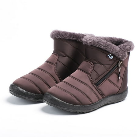 

YeccYuly Women Winter Warm Ankle Snow Boots Slip-on Zip Waterproof Outdoor Walking Shoes