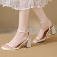 thumbnail image 5 of Block Heels for Women Square Open Toe Ankle Strap Chunky High Heels Strappy Heeled Sandals Womens Mid Low Block Heeled Sandals Square Strap Strappy Party Sandals Chunky Heel Slip On Dressy Sandal, 5 of 7