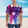 thumbnail image 2 of Fuzoiu Dual Skulls Colorful Fusion Print Hawaiian Shirt for Men, Summer Beach Casual Short Sleeve Button Down Shirts, Men’s Beach Summer Shirts with Pocket,X-Large, 2 of 7