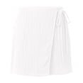 thumbnail image 5 of QTBIUQ Skort for Women Mid Waist Side Tie Casual Skirt Shorts Comfort Solid Color Summer Skorts with Shorts Built In, 5 of 6
