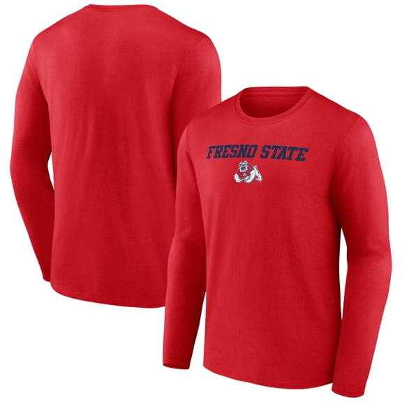 Men's Red Fresno State Bulldogs School Name Long Sleeve T-Shirt