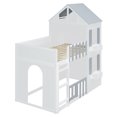 thumbnail image 5 of Twin over Twin House-Shaped Bunk Bed with Roof and Window, Kids/Teens Playful Designed Bed Frame with Fence and LED Light, 5 of 12