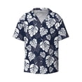 thumbnail image 4 of Uemuo White Leaves Pattern Cotton Linen Short Sleeve Shirts,Casual Lightweight Button Down Shirts,Vacation Beach Summer Tops-Large, 4 of 7