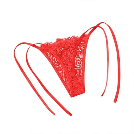 

EHTMSAK Women s G String Thong Underwear Womens Briefs Cotton Underwear Soft Low Rise Tie Side String Lace Briefs Red Free Size