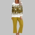 thumbnail image 2 of Pisexur Pyjama de Noël pour Femmes Ensemble Deux Pièces Tendance des Fêtes Imprimé Flocon de Neige Pyjamas de Noël Décontractés Manches Longues Col Rond Hauts Pantalons de Pyjama Tenue de Nuit, 2 of 5