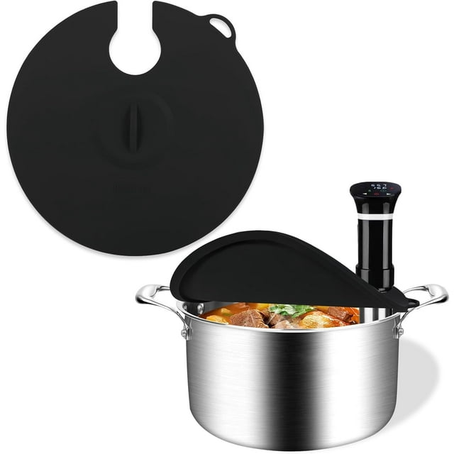 Hescred Sous Vide Precision Cooker Silicone Lids, Fits up to 11 pot, Compatible with Anova Culinary Sous Vide Precision Cookers, Prevent Water Evaporation and Retain Flavor (Black)