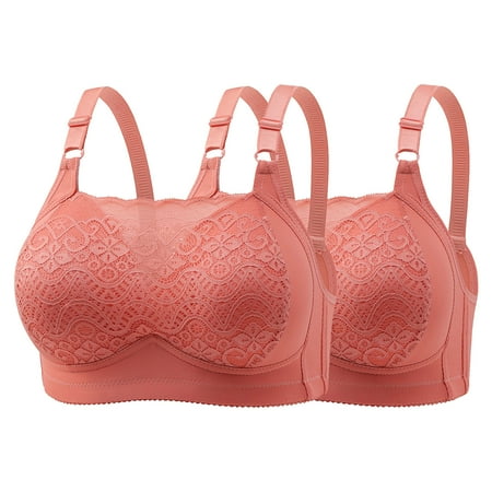 Clearance TOUMENY Nude Bra Women s Bras 2PC Woman s Embroidered Glossy Comfortable Breathable Bra Underwear No Rims