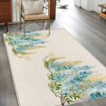 thumbnail image 2 of Teal Floral Area Rugs 3x5 ft Watercolor Teal Yellow Wisteria Linen Texture Washable Rug Non Slip Indoor Carpet Absorbent Floor Mat for Living Room Bedroom Dining Room, 2 of 9