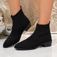 thumbnail image 4 of Low Heel Ankle Boots for Women Chunky Heel Knit Sock Boots Slip On Stretchy Comfortable Short Boots Fashion Heeled Booties Dress Shoes for Fall & Winter, 4 of 6