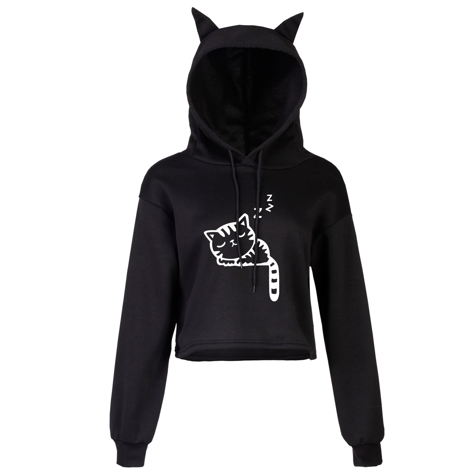 Fashion Sweatshirt Sweater Personality Girl Cat Ears Umbilical Hoodie