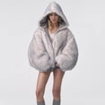 thumbnail image 3 of Iyufng Oversized Faux Fur Lined Hooded Jackets for Women Reversible Long Sleeve Zip Up Cropped Winter Coat with Pockets, 3 of 6