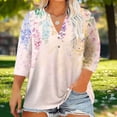 thumbnail image 2 of Women Blouses Dressy Casual 3/4 Length Sleeve Plus Size Tops Casual Printed V-Neck Blouse Fashionable And Comfortable Top (Size:L-5XL), 2 of 5