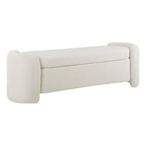 Pemberly Row Modern Style Wood and Boucle Upholstered Bench in Ivory