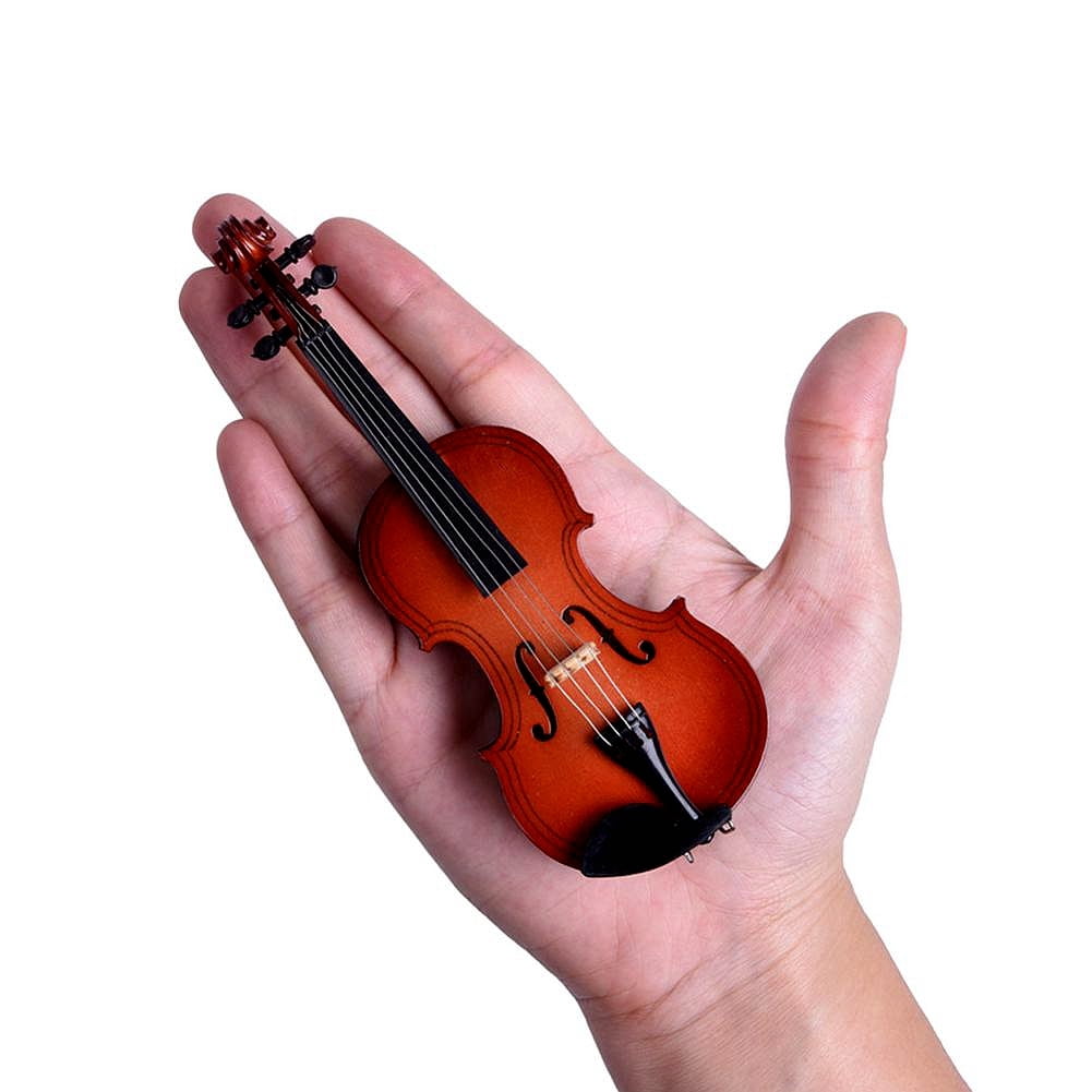 PENGXIANG Mini Violin With Case Music Instrument Gift Wooden Mode Collection Tiny Violin, 25 CM