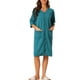 thumbnail image 2 of Batas de baño de spa para mujeres INSPIRE CHIC con mangas 3/4, ropa de estar en casa, batas con cremallera, talla S, azul pavo real, 2 of 6