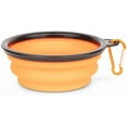 thumbnail image 2 of - Collapsible Silicone Dog Bowl - Portable - Luxury Pop-Up Pet Food and Water Dish - Great for Hiking, Camping, & Travel - Foldable Dog Bowl with Carabiner Clip - Orange, 2 of 4