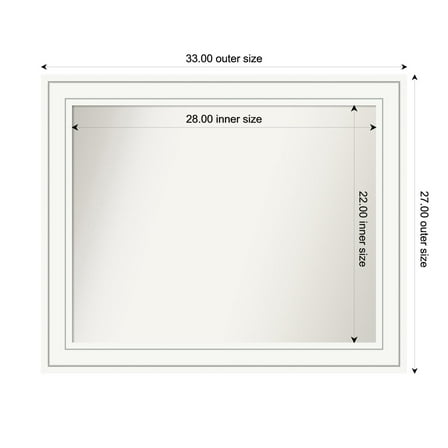 Amanti Art Custom Framed Wall and Bathroom Mirror (27 x 33 in.), Craftsman White Frame