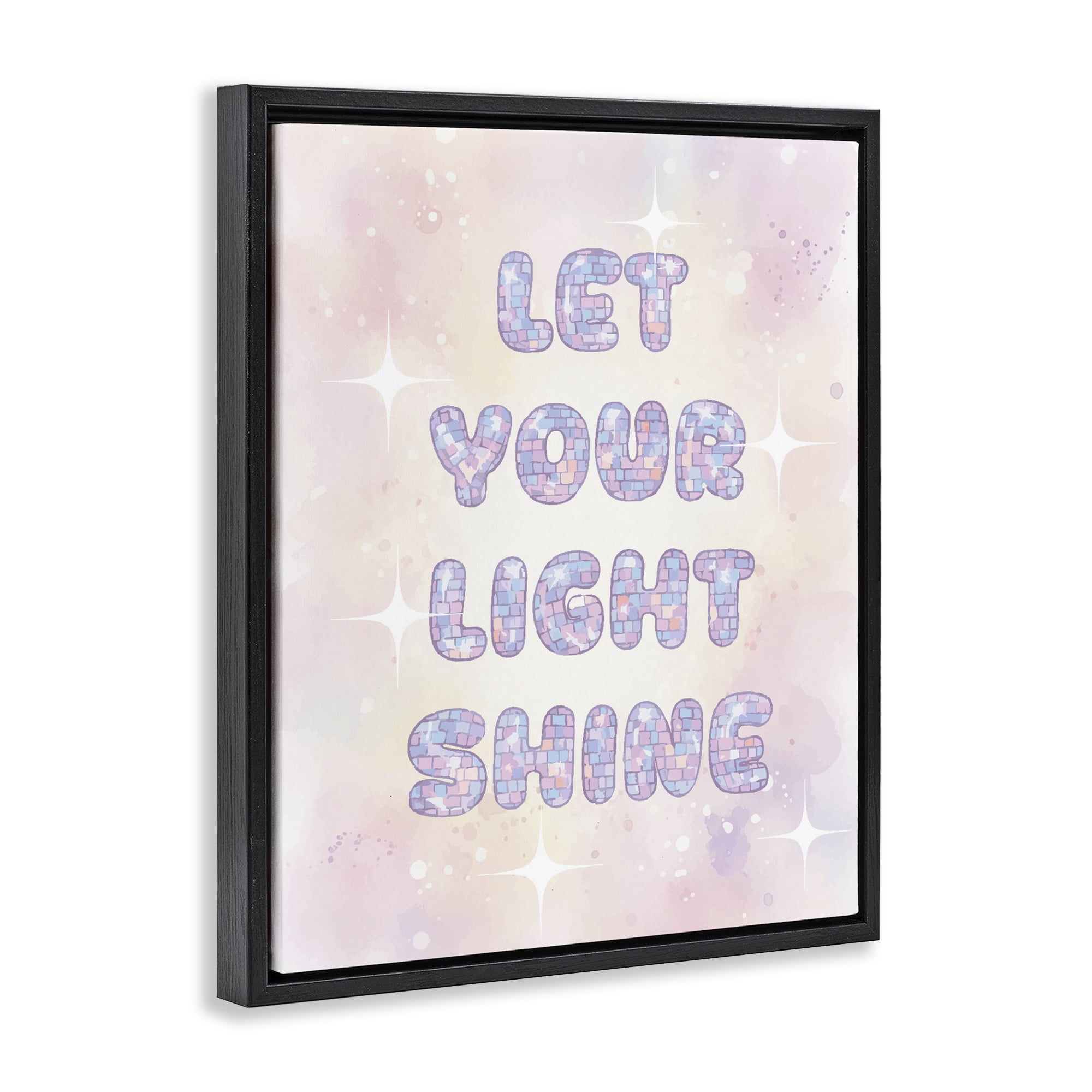 Stupell Industries Let Your Light Shine Pastels Black Framed Floater Canvas Wall Art, design by Lil' Rue