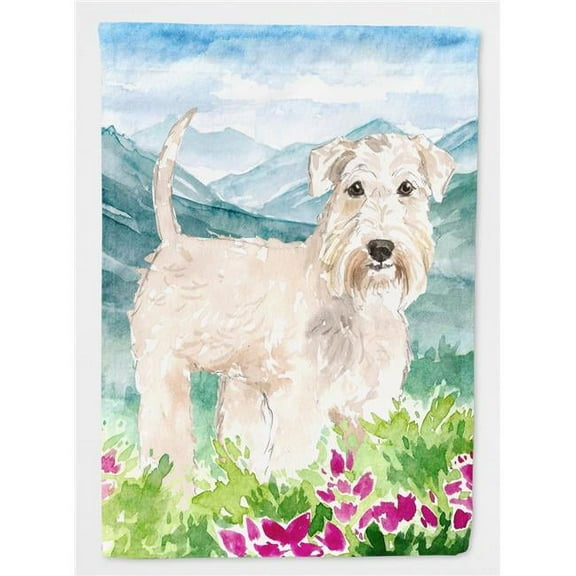 Mountian Flowers Wheaten Terrier Flag Canvas House Size