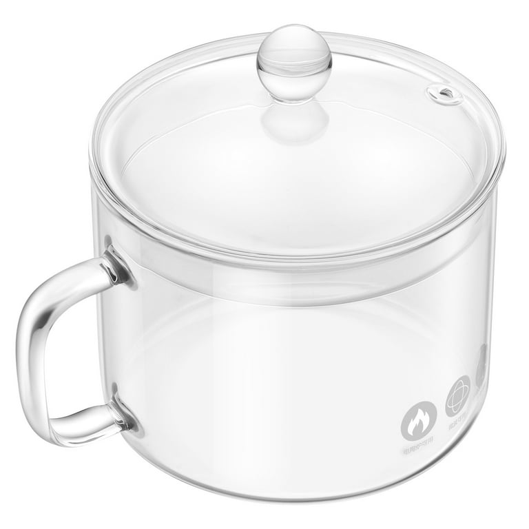 Hemoton Glass Pots Cooking Pot Clear Pans Stove Simmer Cookware Small Saucepan Set Serving Bowls Lids Boiling Dishes, Size: 20.00