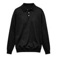 thumbnail image 6 of Mens Polo Shirts Long Sleeve Button Down Collar Casual Golf Shirt Breathable Basic Solid Color Loose Tops, L, 6 of 6